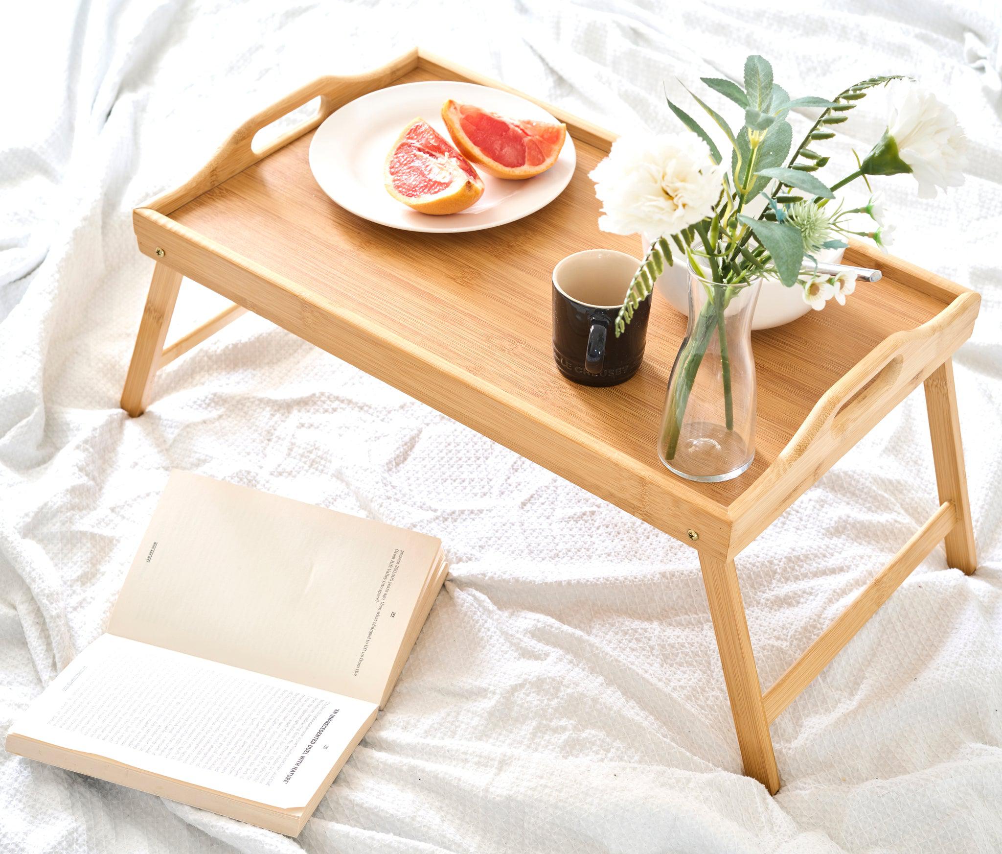 Bamboo Serving Tray With Foldable Legs - 30 x 50cm-5056536103567-Bargainia.com