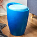 Storage Ottoman Stool With Faux Leather Seat - Blue-Bargainia.com