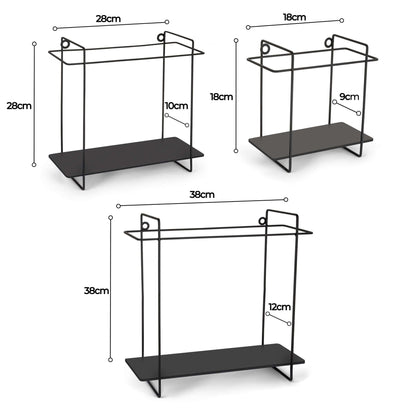 Black Metal Industrial Decorative Style Shelves - Set of 3