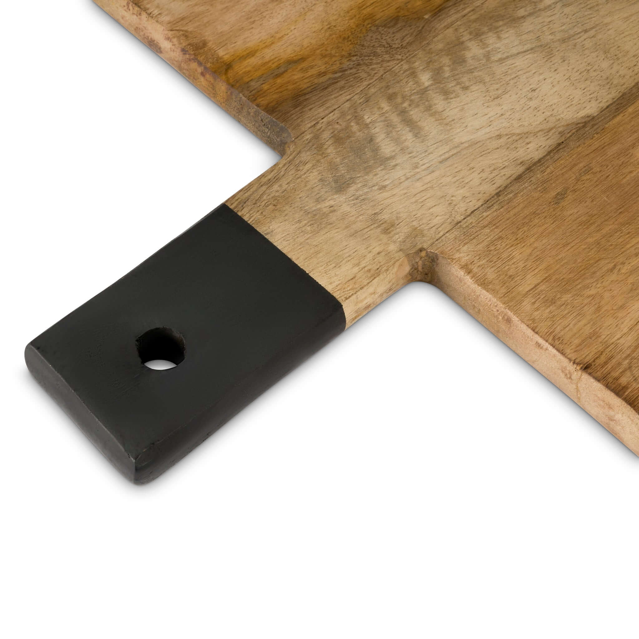 Mango Wood Serving Cutting Board With Black Handle Assorted Sizes