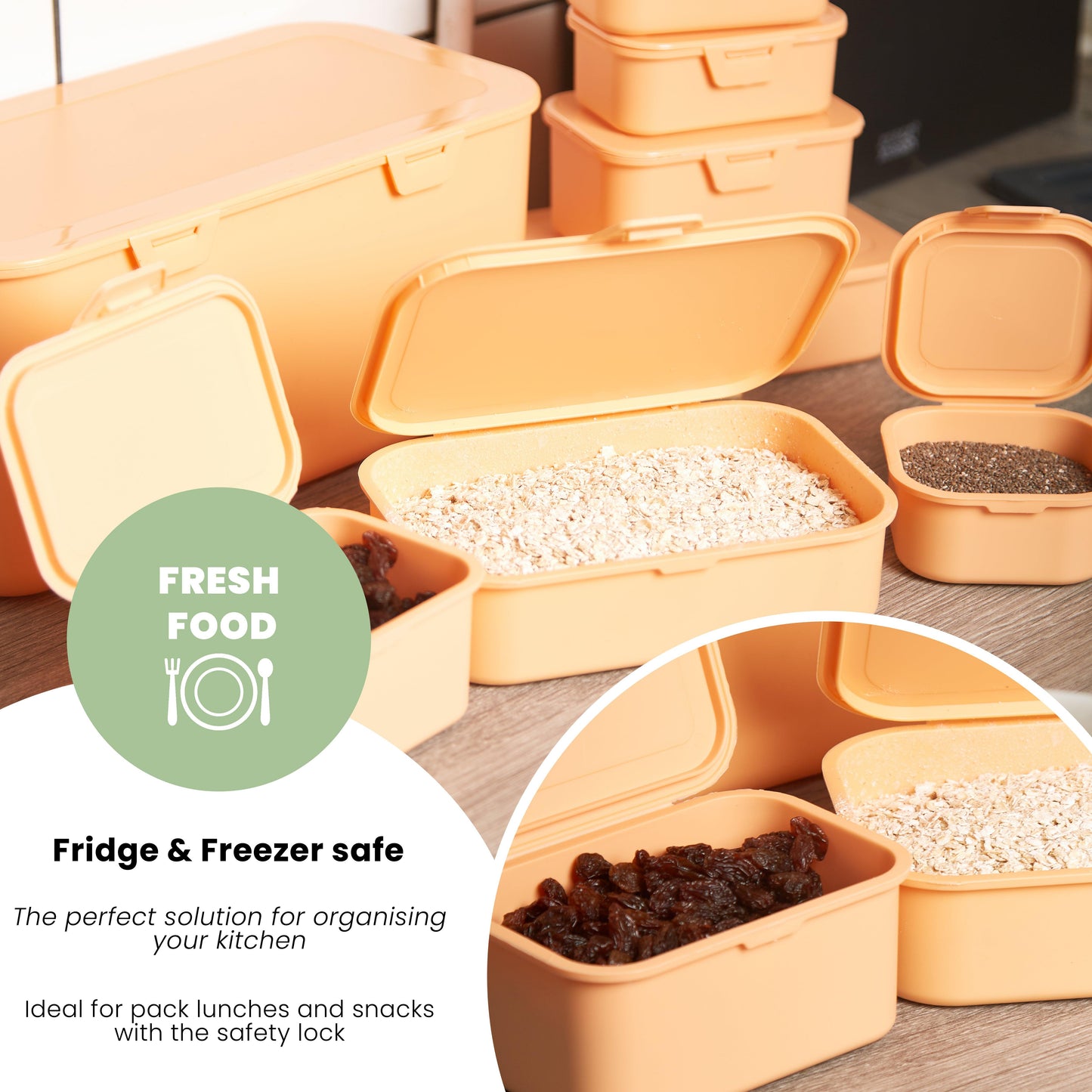 Multi Function Storage Boxes With Attached Lids - Orange - Set of 8-4055334575294-Bargainia.com