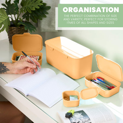 Multi Function Storage Boxes With Attached Lids - Orange - Set of 8-4055334575294-Bargainia.com