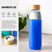 Glass Water Bottle with Bamboo Lid & Coloured Silicone Sleeve 540ml Assorted Colours-Bargainia.com