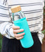 Glass Water Bottle with Bamboo Lid & Coloured Silicone Sleeve 540ml Assorted Colours-Bargainia.com