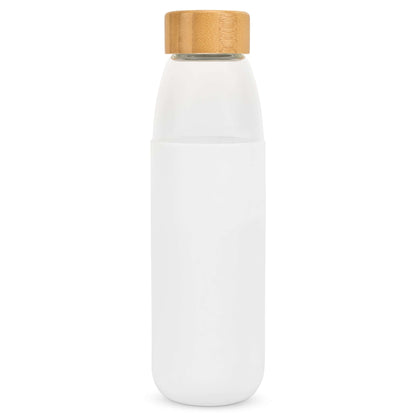 Glass Water Bottle with Bamboo Lid & Coloured Silicone Sleeve 540ml Assorted Colours-Bargainia.com