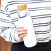 Glass Water Bottle with Bamboo Lid & Coloured Silicone Sleeve 540ml Assorted Colours-Bargainia.com