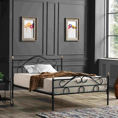 Truva Metal King Bedstead 160 x 200cm Black - Bargainia-Bargainia.com