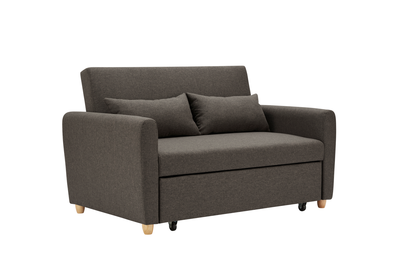 Dahlia Pull Out 2 Seater Double Sofa Bed - Brown-5056150263586-Bargainia.com