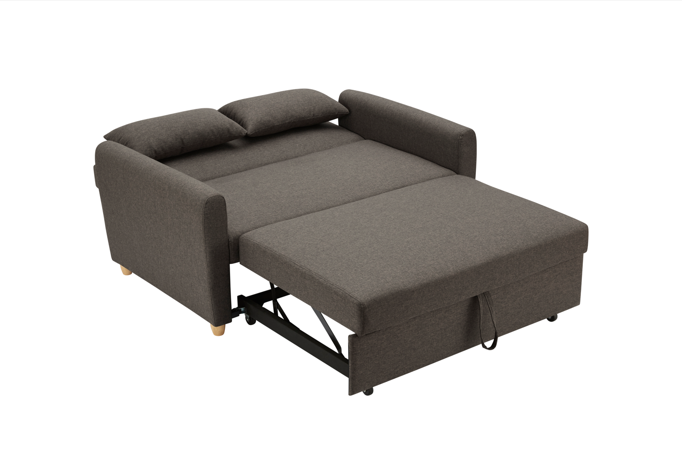 Dahlia Pull Out 2 Seater Double Sofa Bed - Brown-5056150263586-Bargainia.com