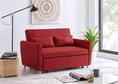 Dahlia Pull Out 2 Seater Double Sofa Bed - Red-5056150263616-Bargainia.com