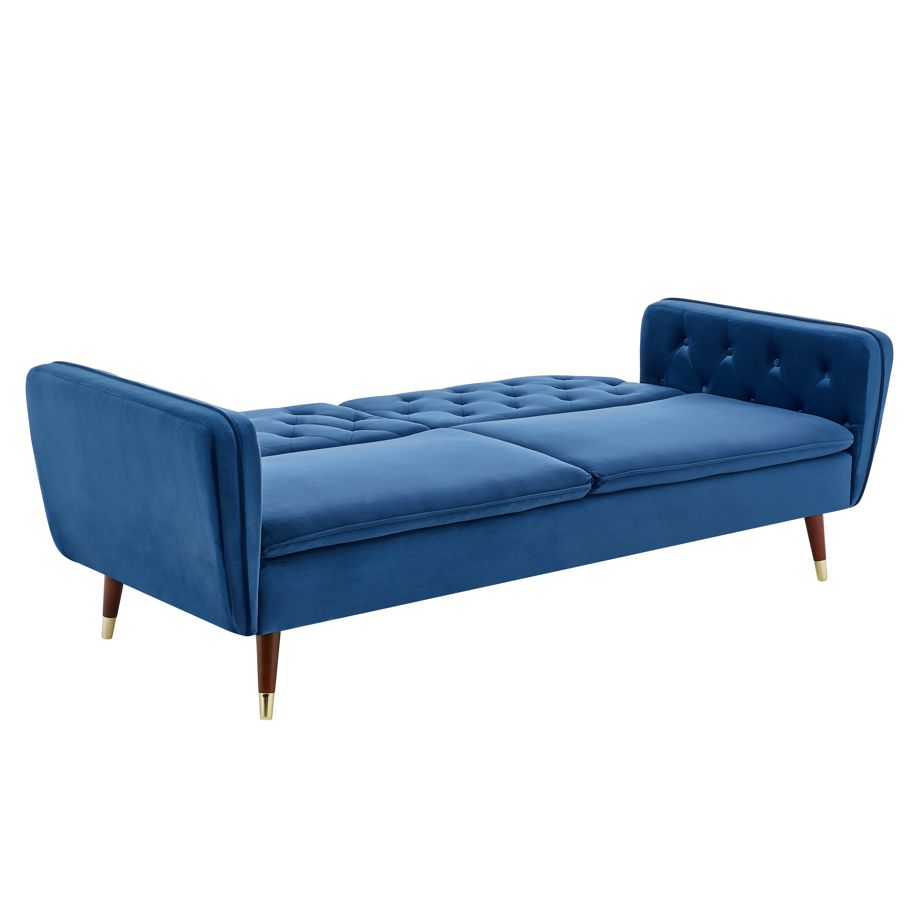 Victoria 3 Seater Velvet Click Clack Sofa Bed - Blue-5056150263630-Bargainia.com