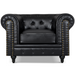 Faux Leather Chesterfield Sofa Suite - Black-5056536103642-Bargainia.com