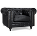 Faux Leather Chesterfield Sofa Suite - Black-5056536103642-Bargainia.com