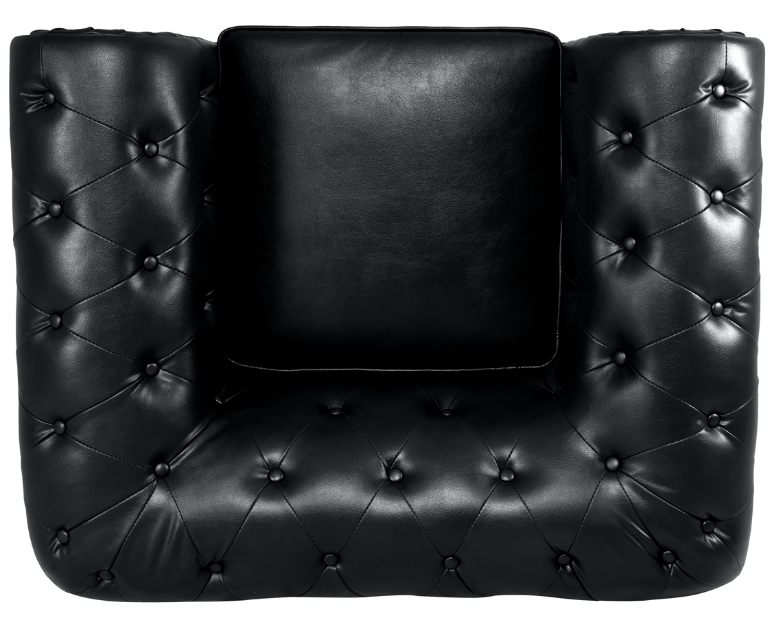 Faux Leather Chesterfield Sofa Suite - Black-5056536103642-Bargainia.com