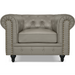 Faux Leather Chesterfield Sofa Suite - Grey-5056536103635-Bargainia.com