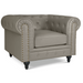 Faux Leather Chesterfield Sofa Suite - Grey-5056536103635-Bargainia.com