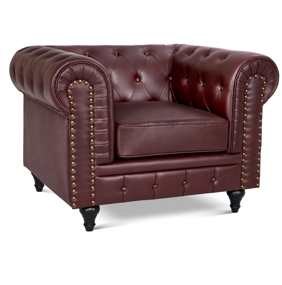 Faux Leather Chesterfield Sofa Suite - Brown-5056536103659-Bargainia.com