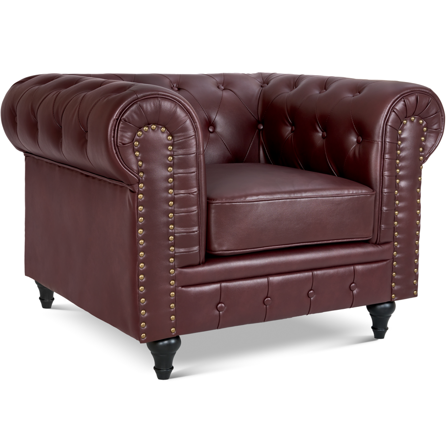 Faux Leather Chesterfield Sofa Suite - Brown-5056536103659-Bargainia.com