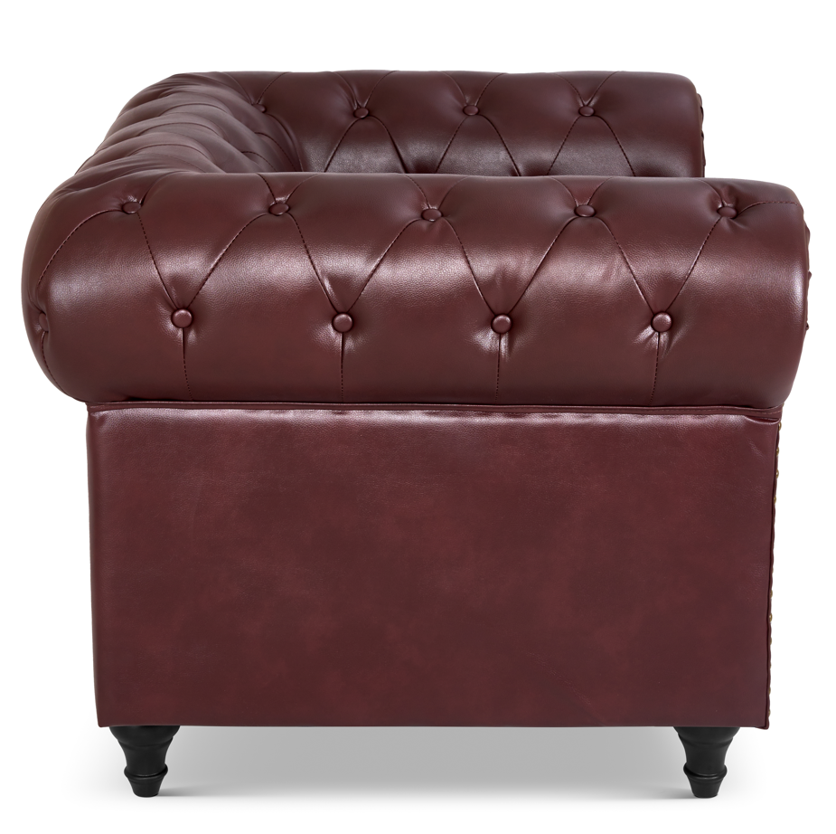 Faux Leather Chesterfield Sofa Suite - Brown-5056536103659-Bargainia.com