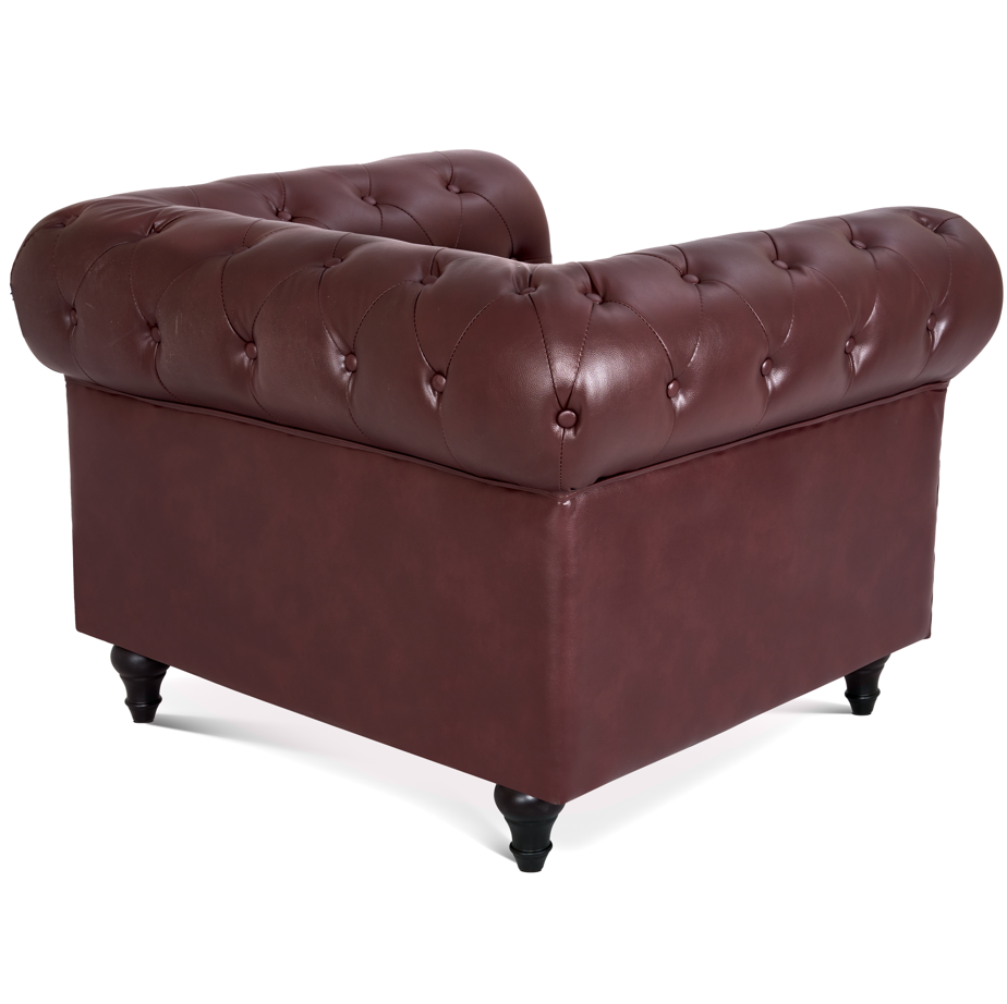 Faux Leather Chesterfield Sofa Suite - Brown-5056536103659-Bargainia.com