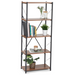 5 Tier Industrial Style Display Unit Book Shelf - Walnut-5056536101617-Bargainia.com