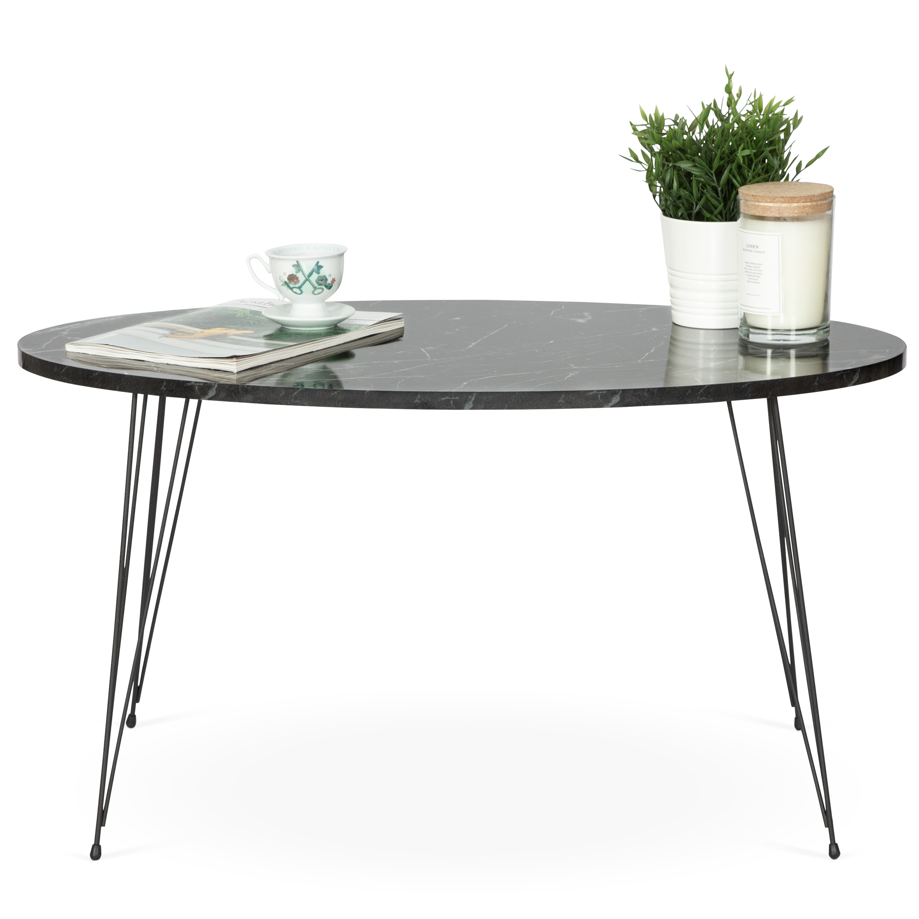 Terek Oval Coffee Table - Black Marble-5056536101389-Bargainia.com