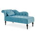 Chaise Velvet Lounge Sofa with Wooden Legs - Blue-5056536103130-Bargainia.com