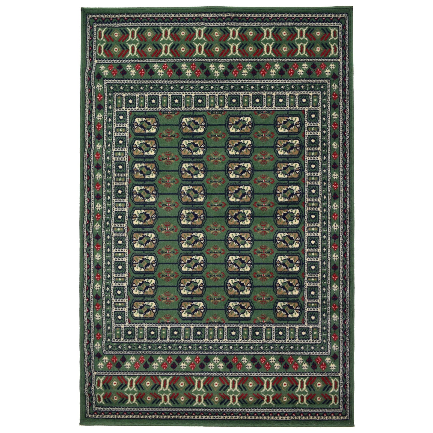 Green Traditional Bokhara Rug - Texas-Bargainia.com