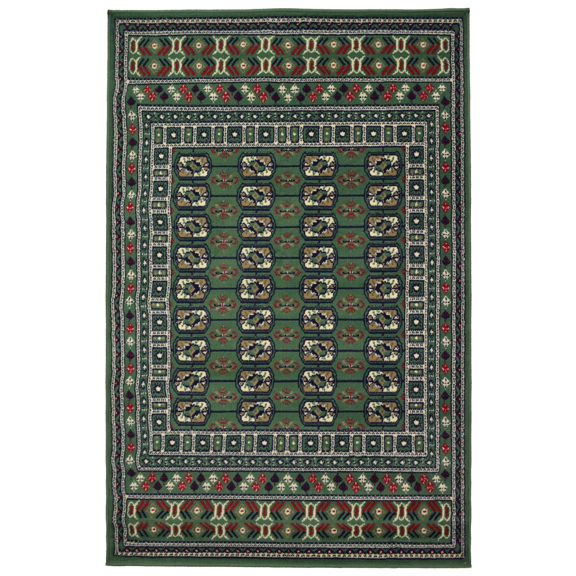 Green Traditional Bokhara Rug - Texas-Bargainia.com