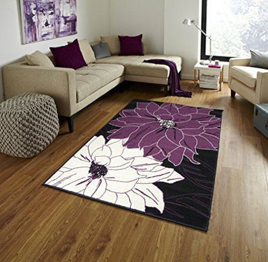 Black Flower Pattern Rug - Texas-Bargainia.com