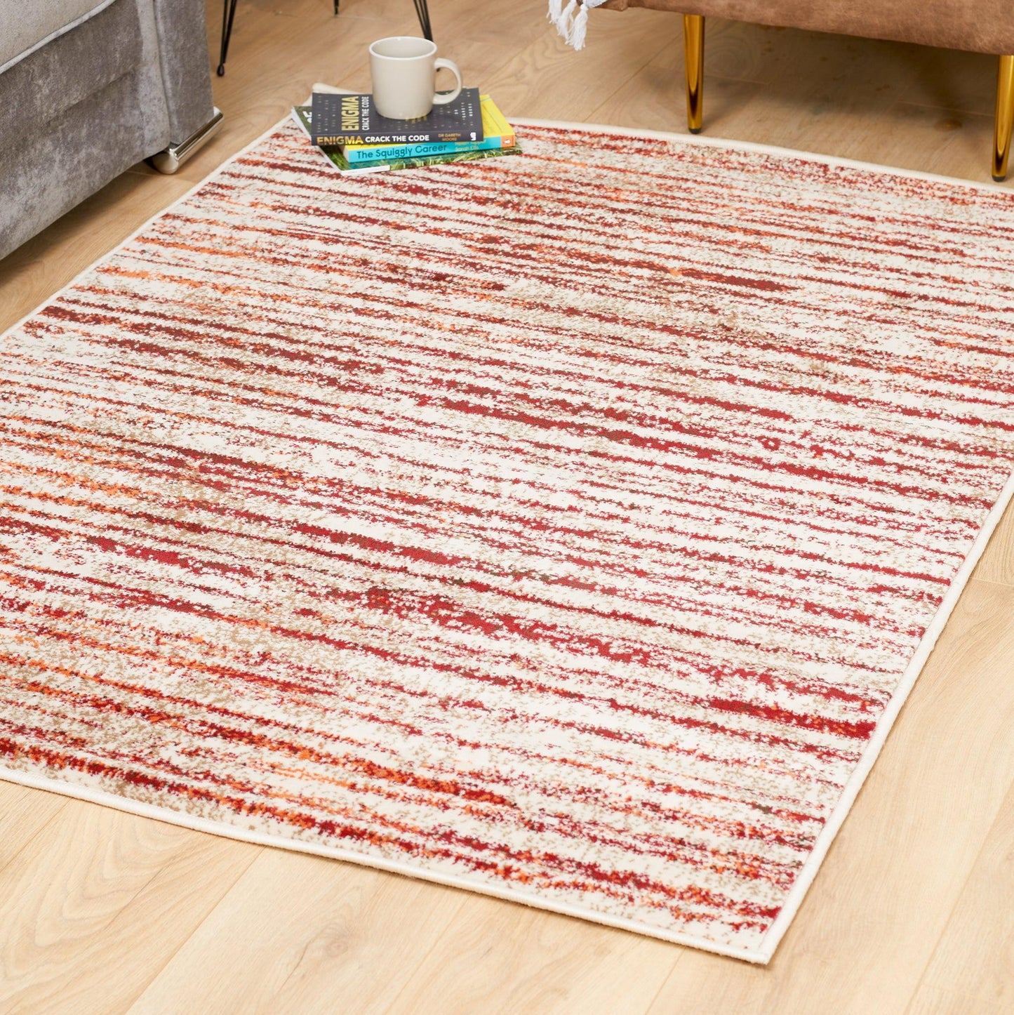 Terracotta Contemporary Faded Stripes Rug - Texas-Bargainia.com