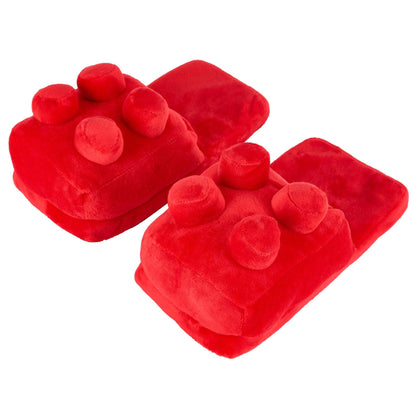 3D Plush Red or Blue Brick Slippers - Size UK Kids 11 - 1Y-Bargainia.com