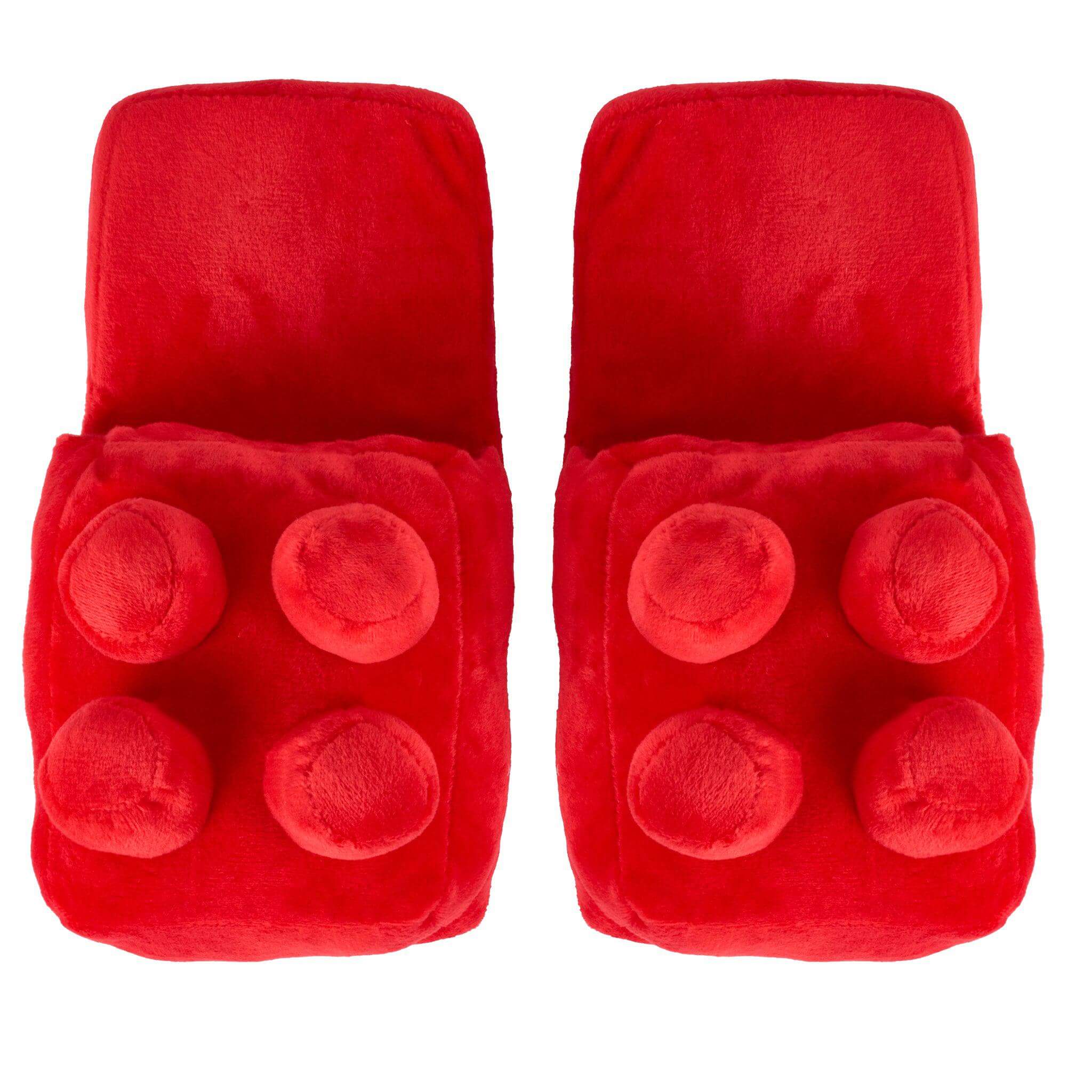 3D Plush Red or Blue Brick Slippers - Size UK Kids 11 - 1Y-Bargainia.com