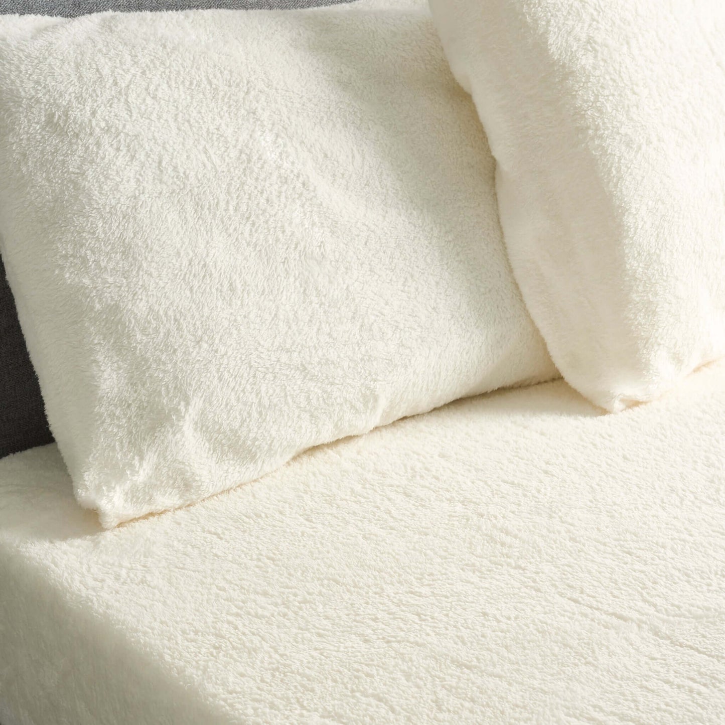 Hibernate Collection Super Soft Teddy Fleece Duvet & Two Pillow Covers Set - Ivory Cream-Bargainia.com