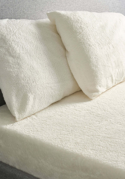 Hibernate Collection Super Soft Teddy Fleece Duvet & Two Pillow Covers Set - Ivory Cream-Bargainia.com