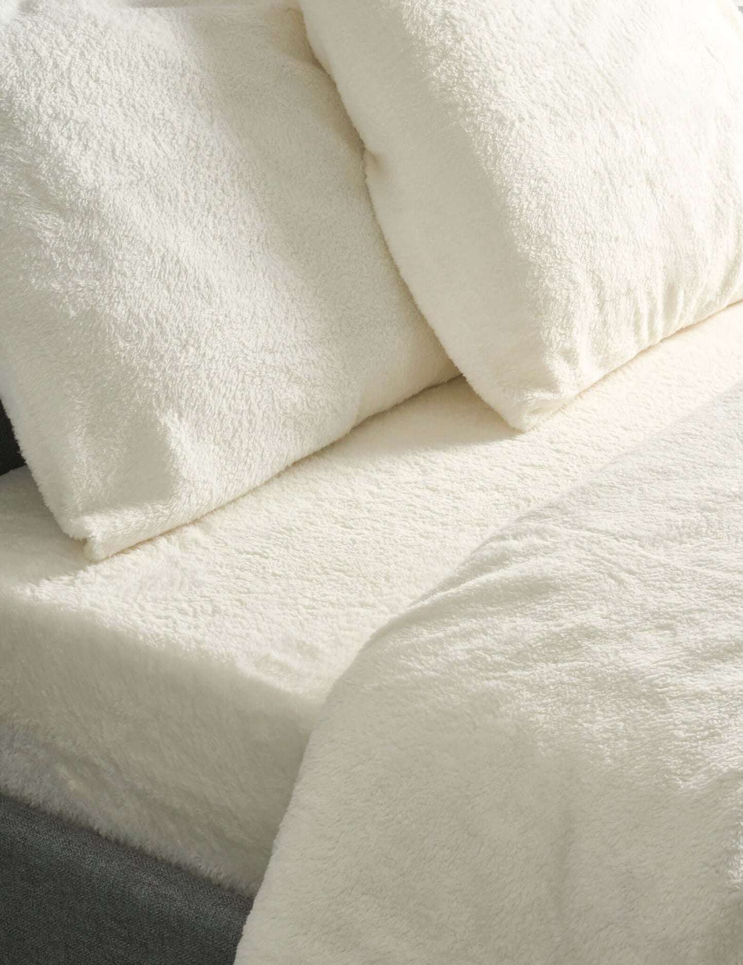 Hibernate Collection Super Soft Teddy Fleece Duvet & Two Pillow Covers Set - Ivory Cream-Bargainia.com