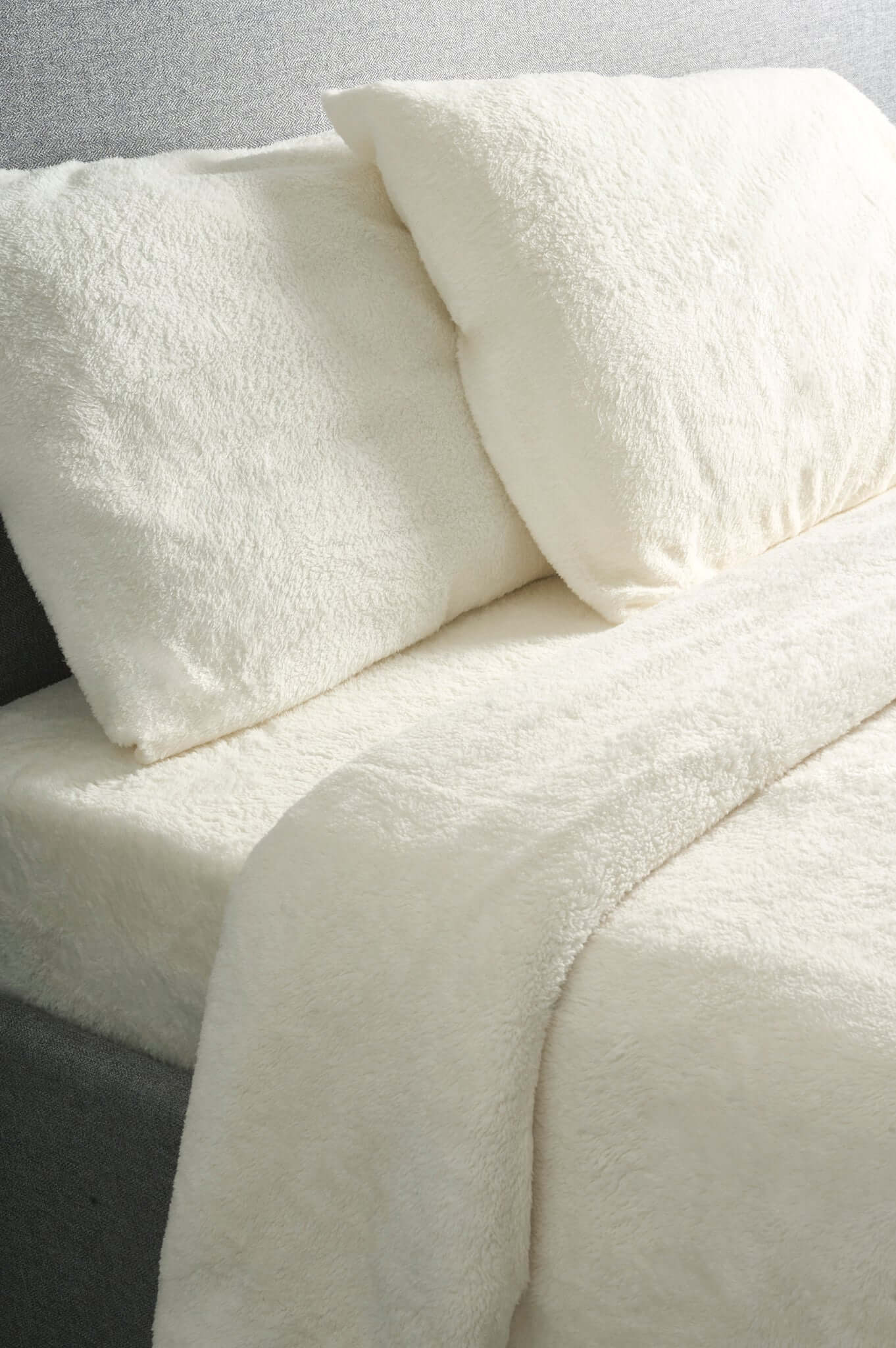 Hibernate Collection Super Soft Teddy Fleece Duvet & Two Pillow Covers Set - Ivory Cream-Bargainia.com