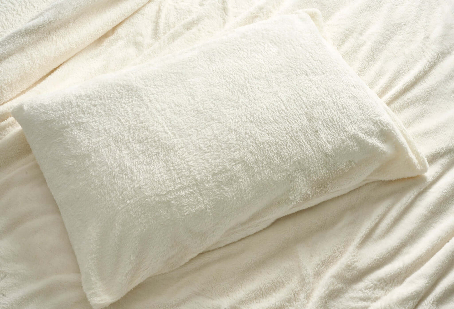 Hibernate Collection Super Soft Teddy Fleece Duvet & Two Pillow Covers Set - Ivory Cream-Bargainia.com