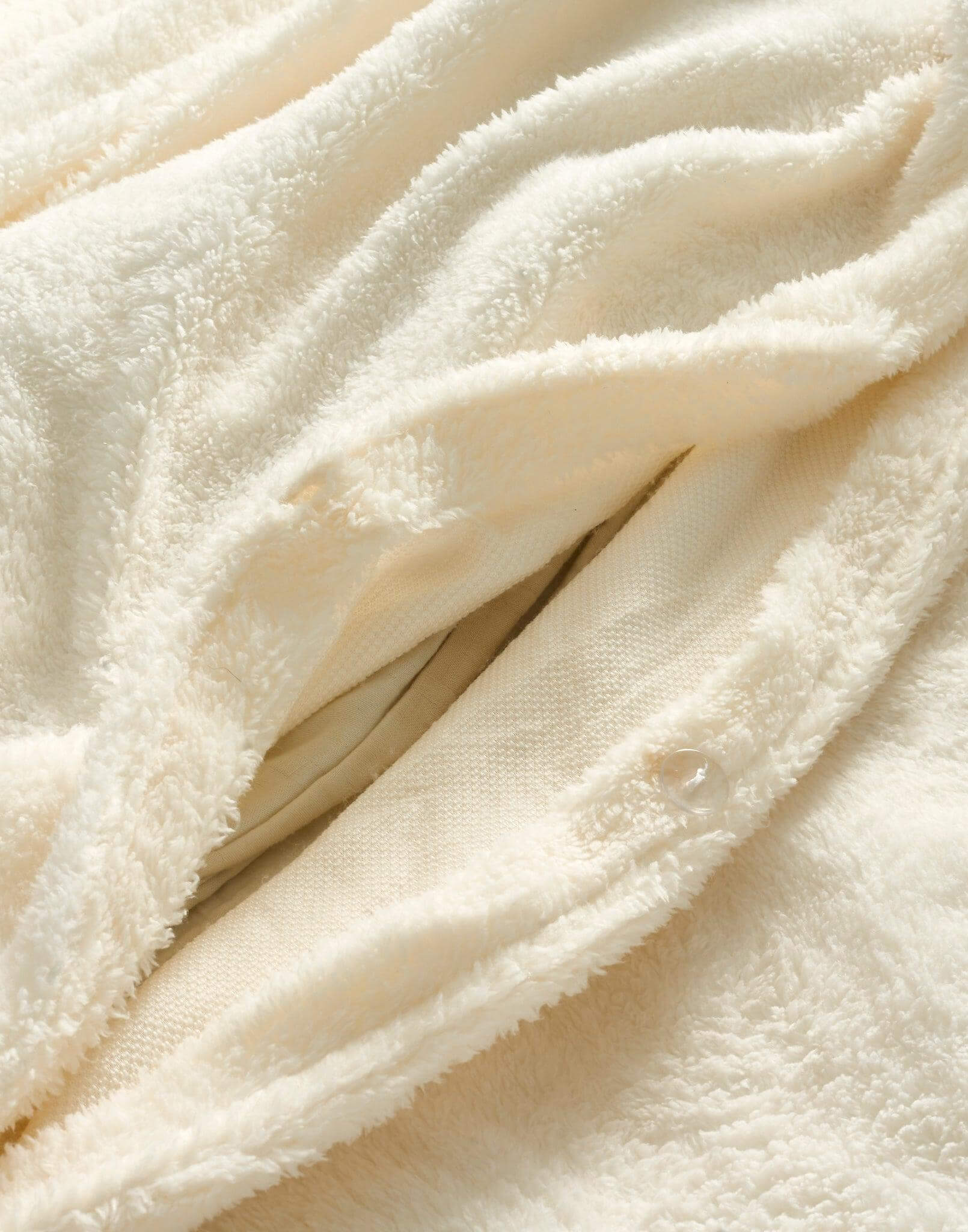 Hibernate Collection Super Soft Teddy Fleece Duvet & Two Pillow Covers Set - Ivory Cream-Bargainia.com