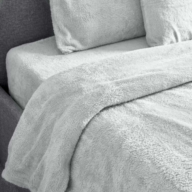 Hibernate Collection Super Soft Teddy Fleece Duvet & Two Pillow Covers Set - Silver-Bargainia.com