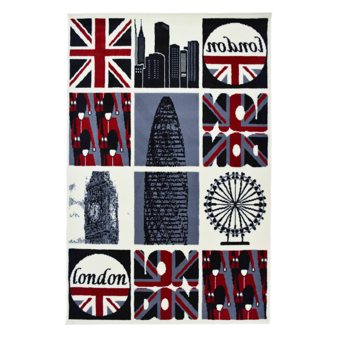 Cream Union Jack London Icons Rug - Texas - Bargainia.com