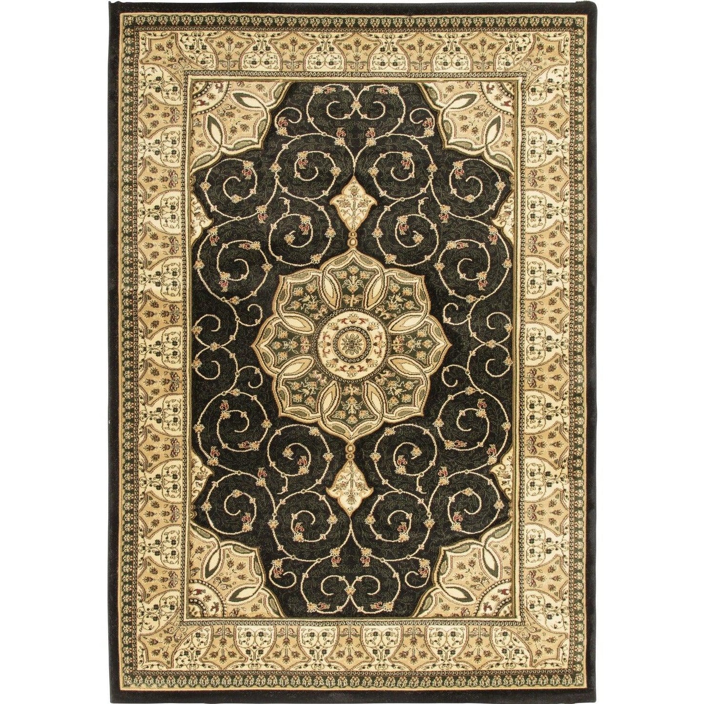 Washington Black Victorian Rug | Free UK Delivery | Rugs & Mats -Bargainia.com