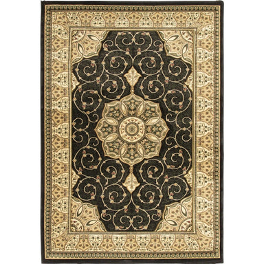 Washington Black Victorian Rug | Free UK Delivery | Rugs & Mats -Bargainia.com