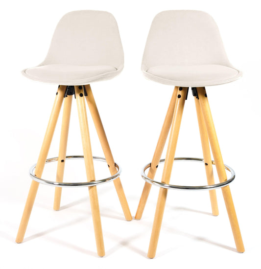 Barcelona Bar Stools - Set Of 2 - Ivory White-5056150252924-Bargainia.com