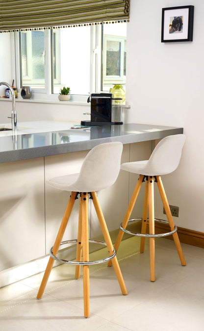 Scandi Style Barcelona Kitchen Bar Stools | Ivory White | Set Of 2-5056150252924-Bargainia.com