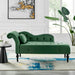 Chaise Velvet Lounge Sofa with Wooden Legs - Green-5056536103161-Bargainia.com