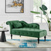 Chaise Velvet Lounge Sofa with Wooden Legs - Green-5056536103161-Bargainia.com