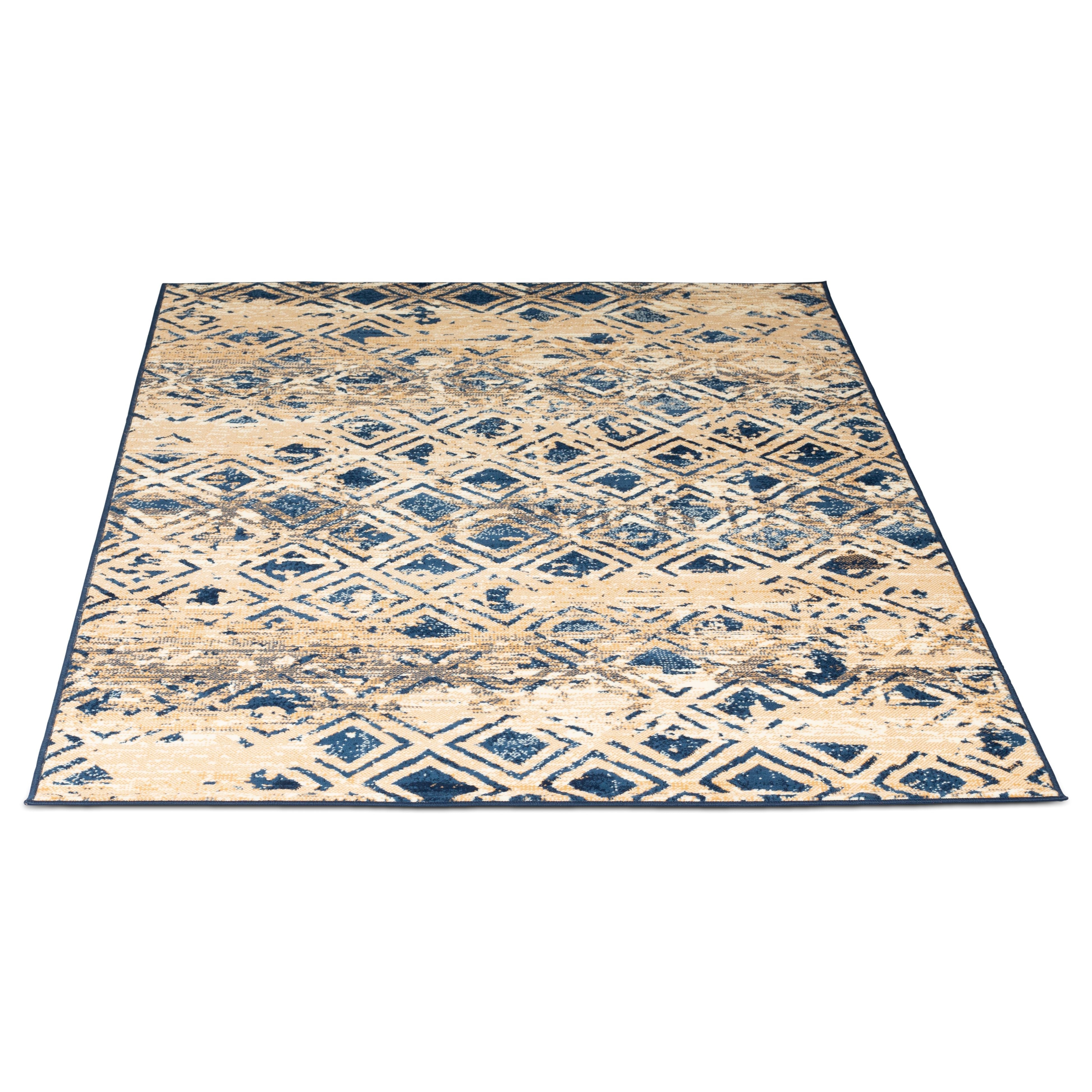 Navy Contemporary Faded Rhombus Design Rug - Texas - Bargainia.com