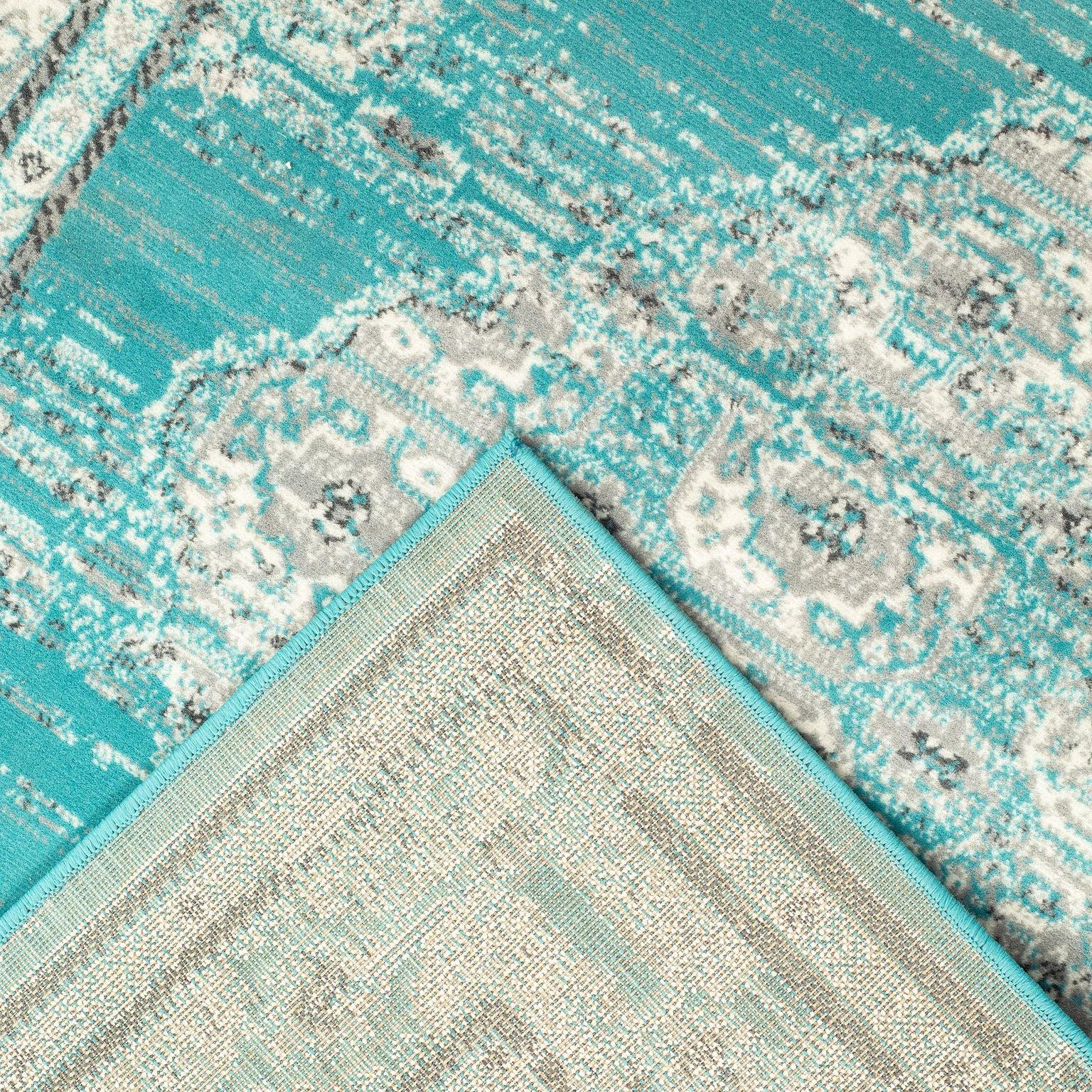 Blue Contemporary Faded Oriental Kashan Rug - Texas - Bargainia.com