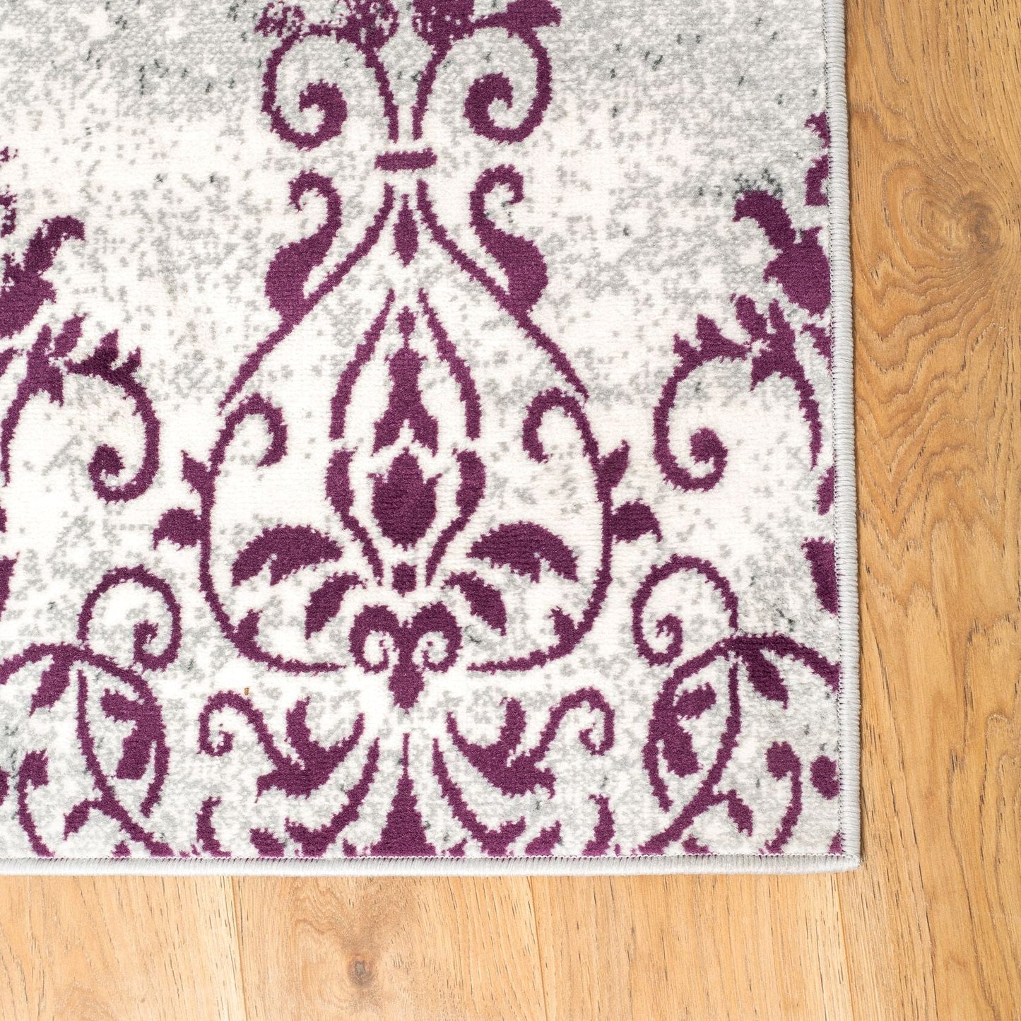 Purple Contemporary Faded Traditional Motifs Design Rug - Texas - Bargainia.com